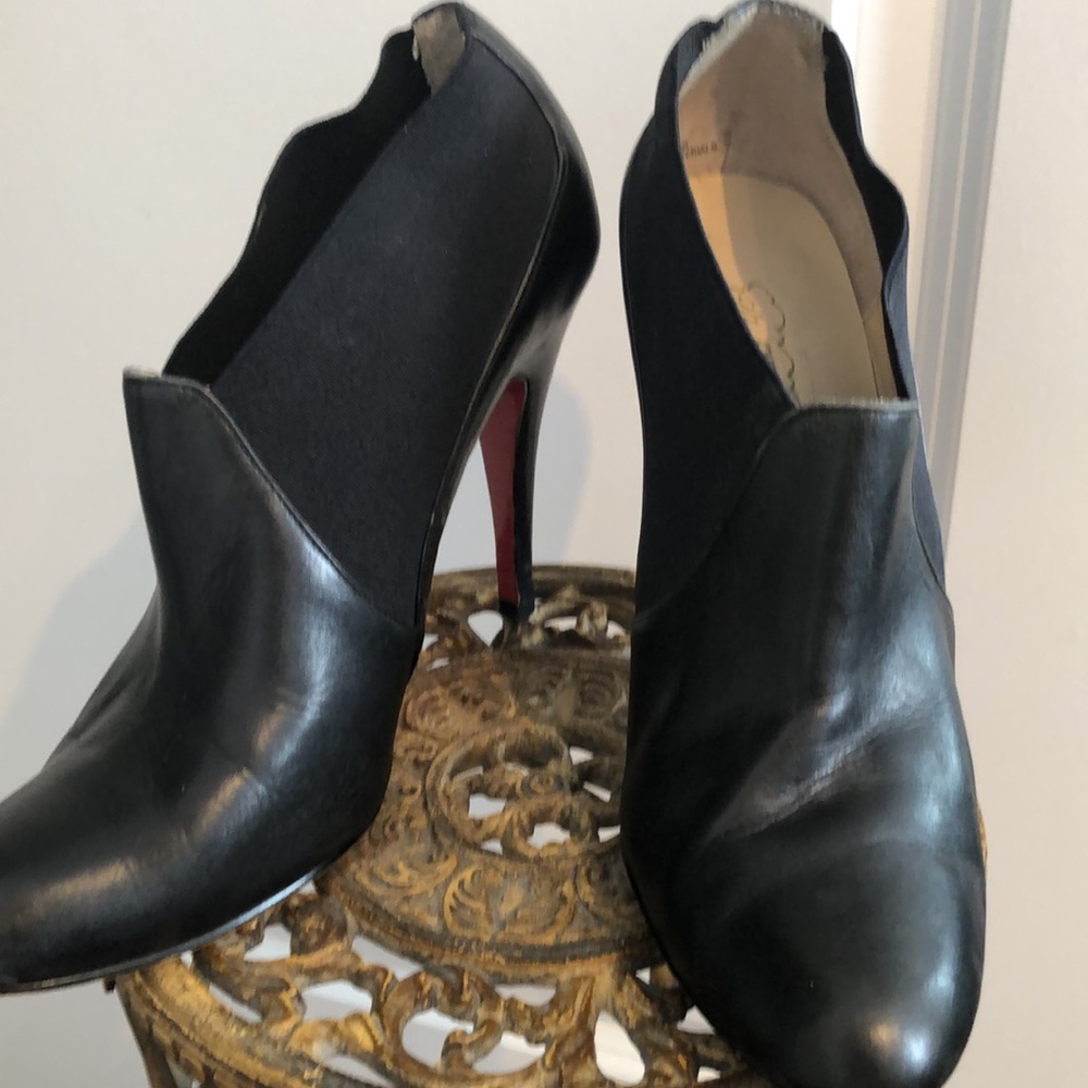 Sz7M black real leather shoe boot